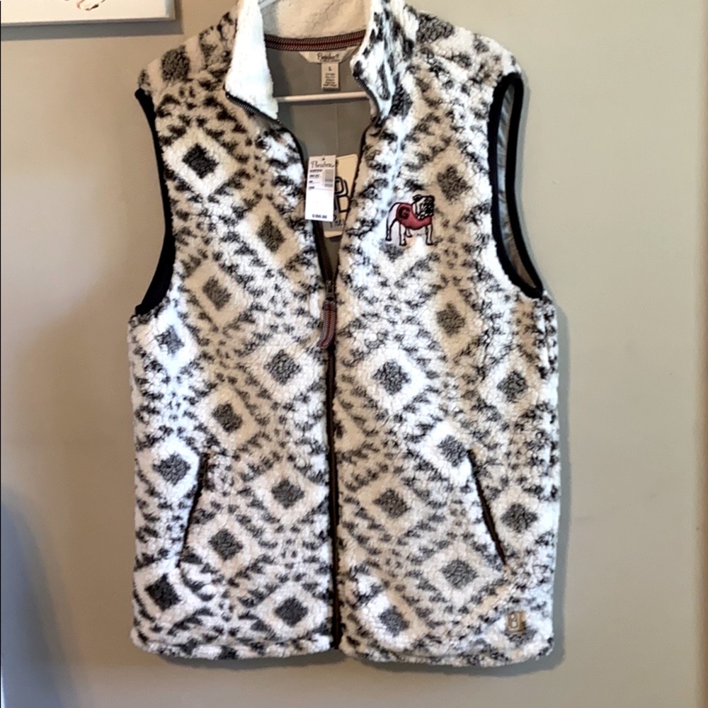 Georgia Bulldogs Tribal Vest Faux Fur Size Large